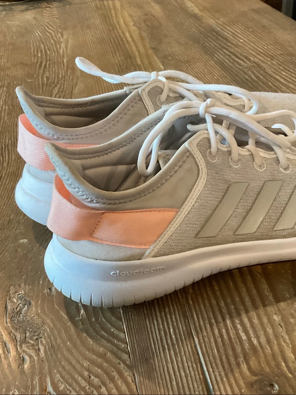 adidas Light Green Athletic Sneakers with Coral Accent